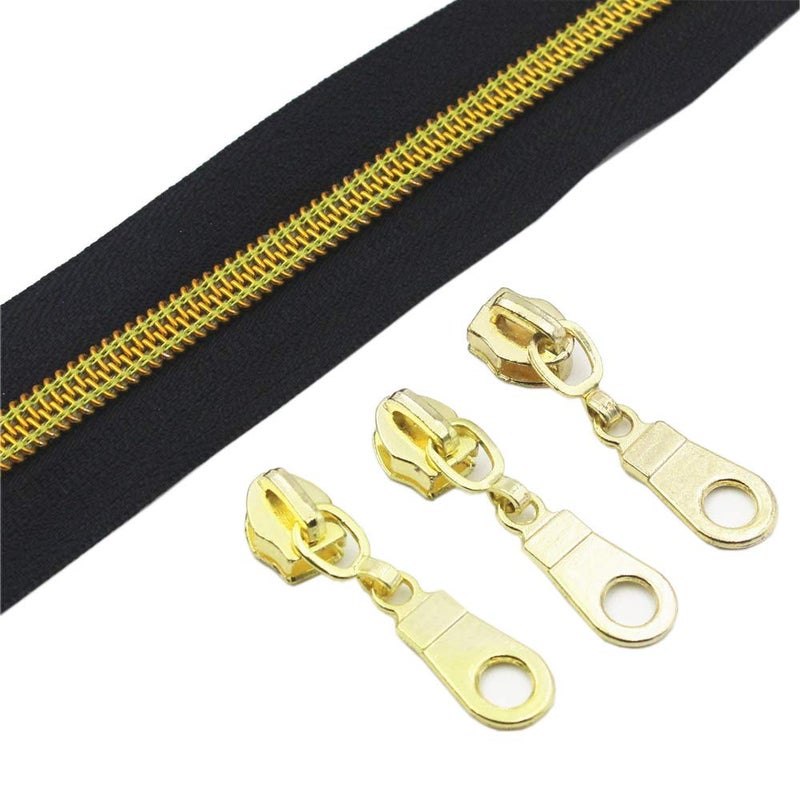 YaHoGa 50PCS #5 Gold Pulls for Nylon Coil Zippers - Gold Zipper Sliders for Luggages, Purses, Bags Bulk - Image 2